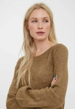 Vero Moda Lange Ballonärmel Und U-Boot-Ausschnitt - Gebreide Jurk - Sepia Tint -Vero Moda 041e28eb05c8410d9204179969653b9c