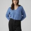 Vero Moda Vmdoffy Ls V-Neck Ga Boo - Trui - Beaucoup Blue