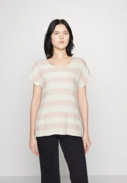 Vero Moda Vmwide Stripe - T-Shirt Print - Sepia Rose/Snow White