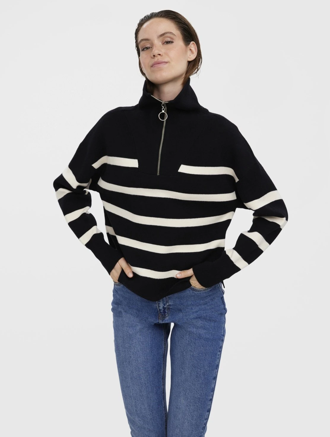 Vero Moda Saba Stripe Ls Highneck Ga Noos - Trui - Black Birchstripes 1 Vero Moda Saba Stripe Ls Highneck Ga Noos - Trui - Black Birchstripes