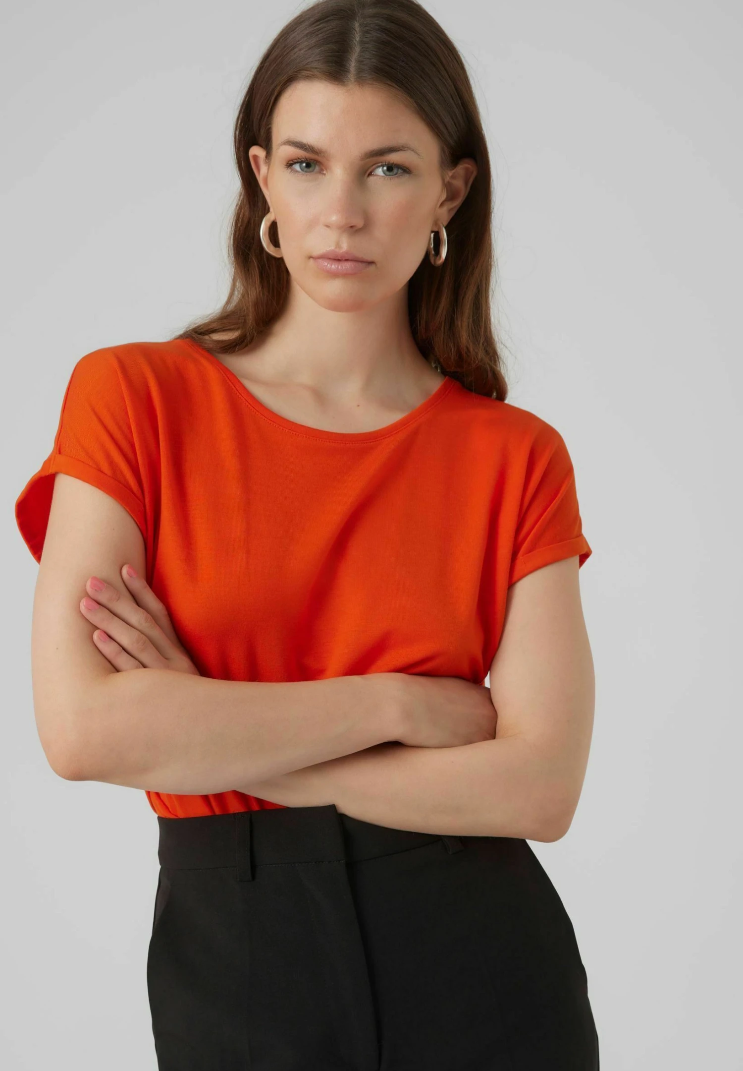 Vero Moda Vmava Plain Ss Gajrs Noos - T-Shirt Basic - Tangerine Tango 4 Vero Moda Vmava Plain Ss Gajrs Noos - T-Shirt Basic - Tangerine Tango - Afbeelding 4