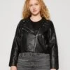 Vero Moda Curve Vmfine Heida Short Coated Jacket- Imitatieleren Jas - Black/Silver