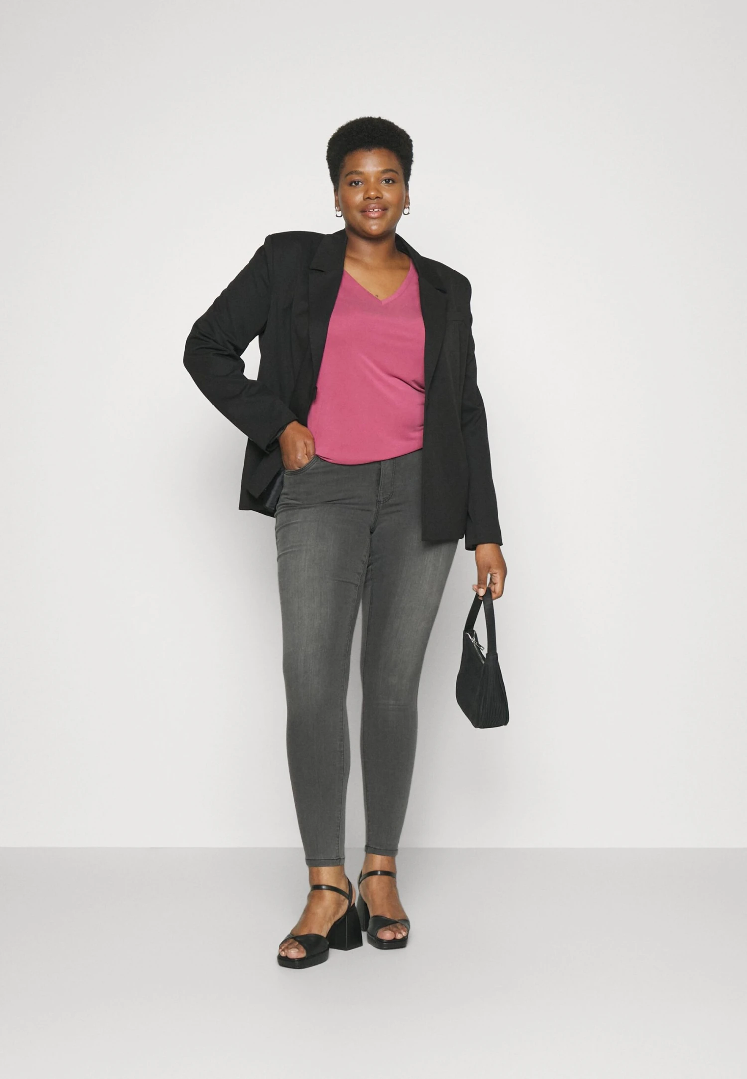 Vero Moda Curve Vmcfanya Piping - Jeans Skinny Fit - Dark Grey Denim 2 Vero Moda Curve Vmcfanya Piping - Jeans Skinny Fit - Dark Grey Denim - Afbeelding 2