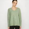 Vero Moda Vmcrewlefile Ls V-Neck Noos - Trui - Reseda Melange