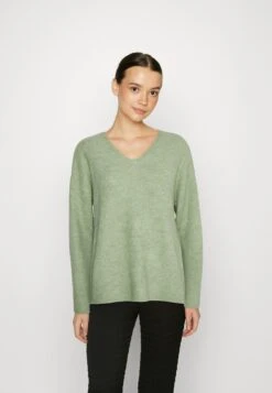 Vero Moda Vmcrewlefile Ls V-Neck Noos - Trui - Reseda Melange