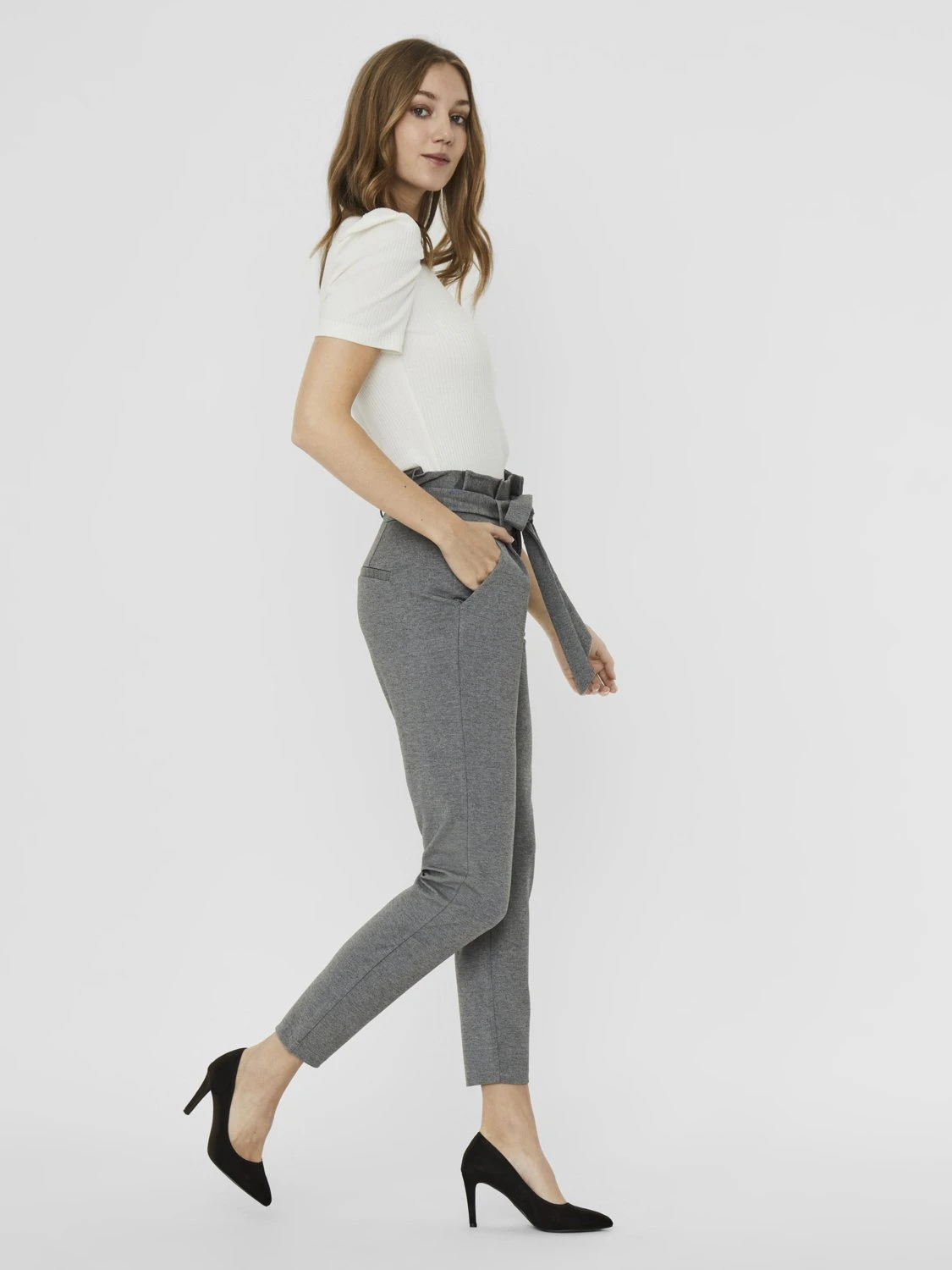 Vero Moda HrPaperbag Ga Noos - Broek - Medium Grey 2 Vero Moda HrPaperbag Ga Noos - Broek - Medium Grey - Afbeelding 2