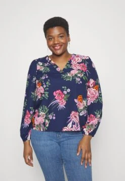 Vero Moda Curve Vmviola V-Neck- Blouse - Navy Blazer/Viola