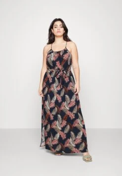 Vero Moda Curve Vmeasy Slit Maxi Dress- Maxi-Jurk - Navy Blazer/New Tropical