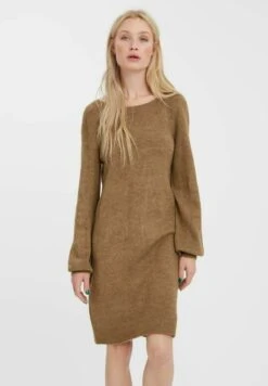 Vero Moda Lange Ballonärmel Und U-Boot-Ausschnitt - Gebreide Jurk - Sepia Tint