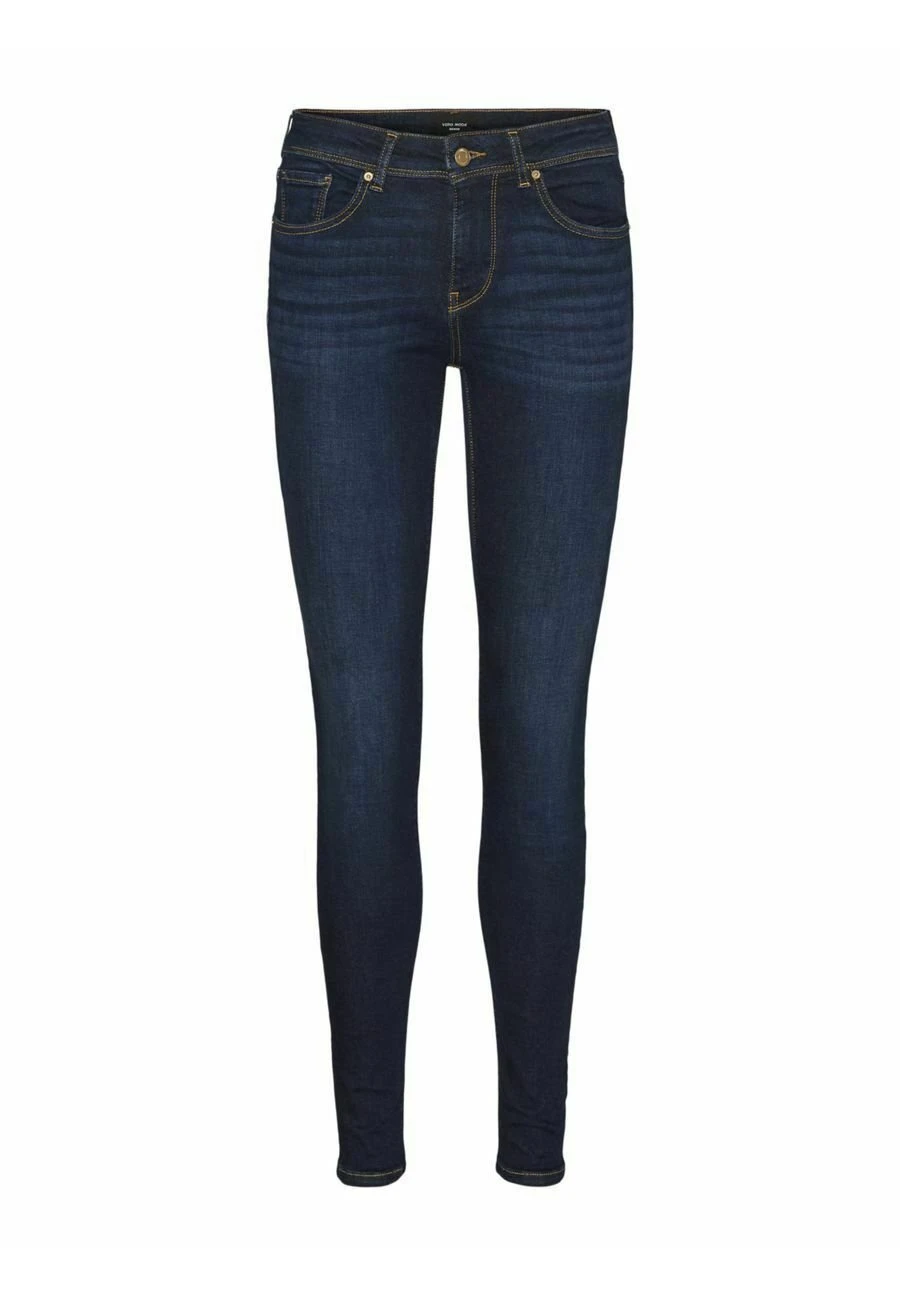 Vero Moda Mid Rise - Jeans Skinny Fit - Dark Blue Denim 1 Vero Moda Mid Rise - Jeans Skinny Fit - Dark Blue Denim