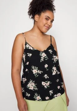 Vero Moda Curve Vmeasy Singlet V Neck- Top - Black/Sandy -Vero Moda 7a94c54c19f54191b6f26f7eae77f98a