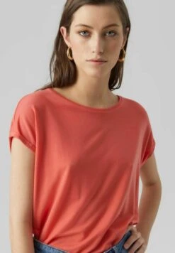 Vero Moda Vmava Plain Ss Gajrs Noos - T-Shirt Basic - Sun Kissed Coral -Vero Moda 8a3028c7a1af45668d398a3766ee95db