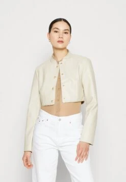 Vero Moda Vmannika Short Jacket - Imitatieleren Jas - Oatmeal/Gold-Coloured -Vero Moda 9643661cf92947dc87eaaf8c3d3e1904