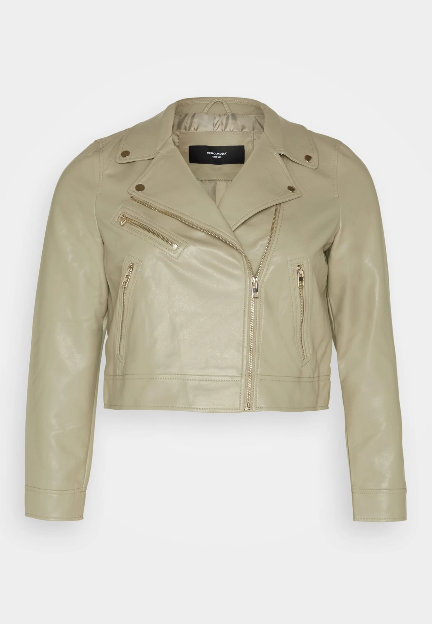 Vero Moda Curve Vmfine Heida Short Coated Jacket- Imitatieleren Jas - Laurel Oak/Gold 5 Vero Moda Curve Vmfine Heida Short Coated Jacket- Imitatieleren Jas - Laurel Oak/Gold - Afbeelding 5