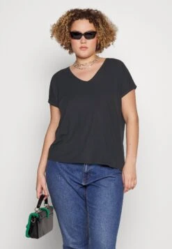Vero Moda Curve Vmaya Ss V-Neck Vma Noos Curve - T-Shirt Basic - Black -Vero Moda ae365a09cdd743de8f5c6dfe01737ea7