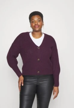 Vero Moda Curve Vmlea V-Neck Cuff Cardigan - Vest - Winetasting