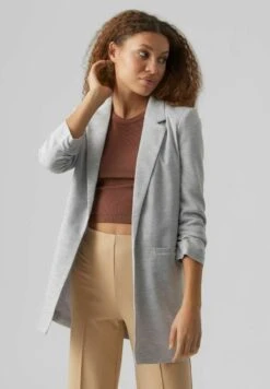 Vero Moda Vmrica Long Blazer - Halflange Jas - Light Grey Melange