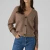Vero Moda Vmlea Ls V Neck Cuff Noos - Vest - Brown Lentil