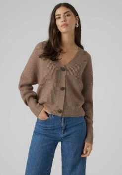 Vero Moda Vmlea Ls V Neck Cuff Noos - Vest - Brown Lentil