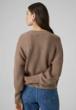 Vero Moda Vmlea Ls V Neck Cuff Noos - Vest - Brown Lentil -Vero Moda c2035d9a2eba49e990a57e70004be5e1