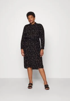 Vero Moda Curve Vmanna Calf Shirt Dress Cur - Blousejurk - Black