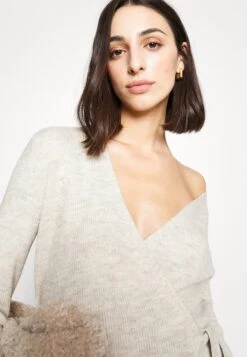 Vero Moda Tall Vmrubellefile Wrap Cardigan - Vest - Birch Melange -Vero Moda c65b709ebbef420780240ae7e9a96451