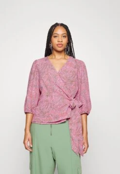 Vero Moda Curve Vmpepper Aya 3/4 Wrap Top- Blouse - Cyclamen/Pepper