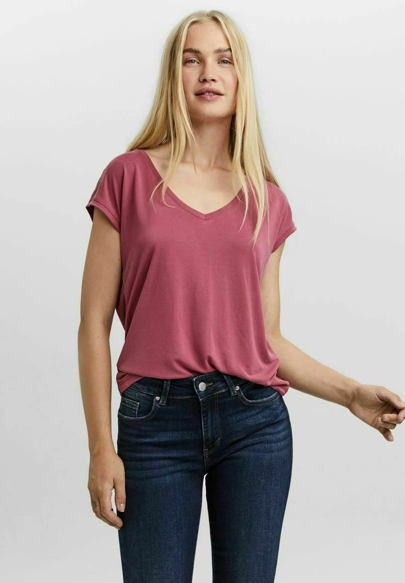 Vero Moda Vmfilli Ss V-Neck Ga Noos - T-Shirt Basic - Dry Rose 1 Vero Moda Vmfilli Ss V-Neck Ga Noos - T-Shirt Basic - Dry Rose