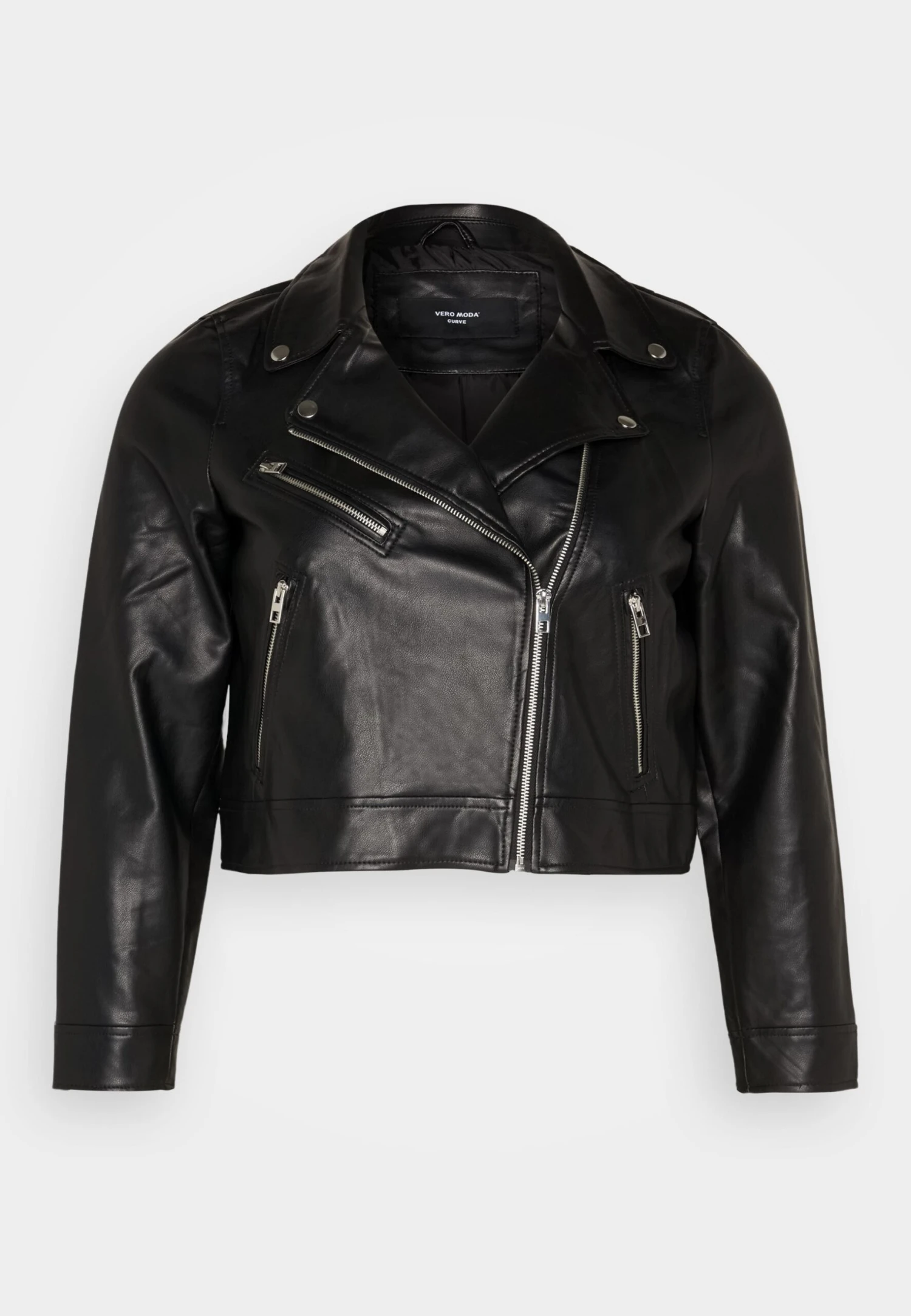 Vero Moda Curve Vmfine Heida Short Coated Jacket- Imitatieleren Jas - Black/Silver 5 Vero Moda Curve Vmfine Heida Short Coated Jacket- Imitatieleren Jas - Black/Silver - Afbeelding 5