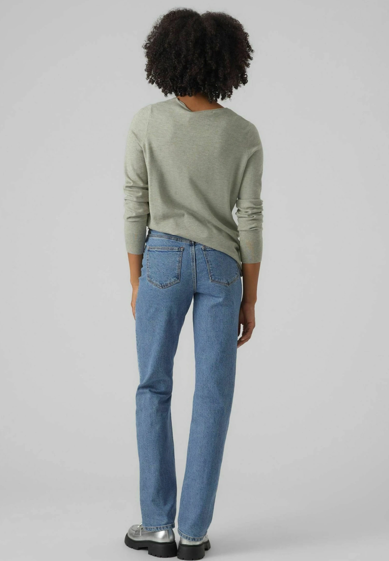 Vero Moda Pullover - Trui - Light Grey Melange 3 Vero Moda Pullover - Trui - Light Grey Melange - Afbeelding 3