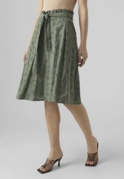 Vero Moda Broderie Anglaise - A-Lijn Rok - Mottled Green