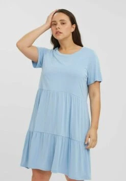 Voorkant 13 Vero Moda Curve Filli Calia Ss Short Ga Cur - Jerseyjurk - Blue Bell