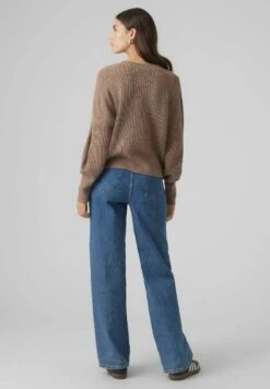 Vero Moda Vmlea Ls V Neck Cuff Noos - Vest - Brown Lentil -Vero Moda e74cc0cfbe974f148c4beba9290d7f57