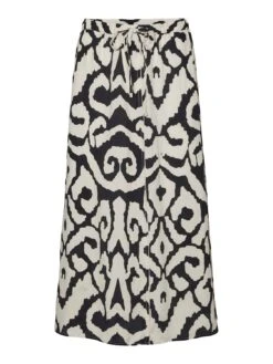 Vero Moda Vmmarisol Long Skirt - A-Lijn Rok - Pearled Ivory/Black Marisol