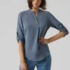 Vero Moda Mit 3/4 Ärmeln V-Ausschnitt - Blouse - China Blue