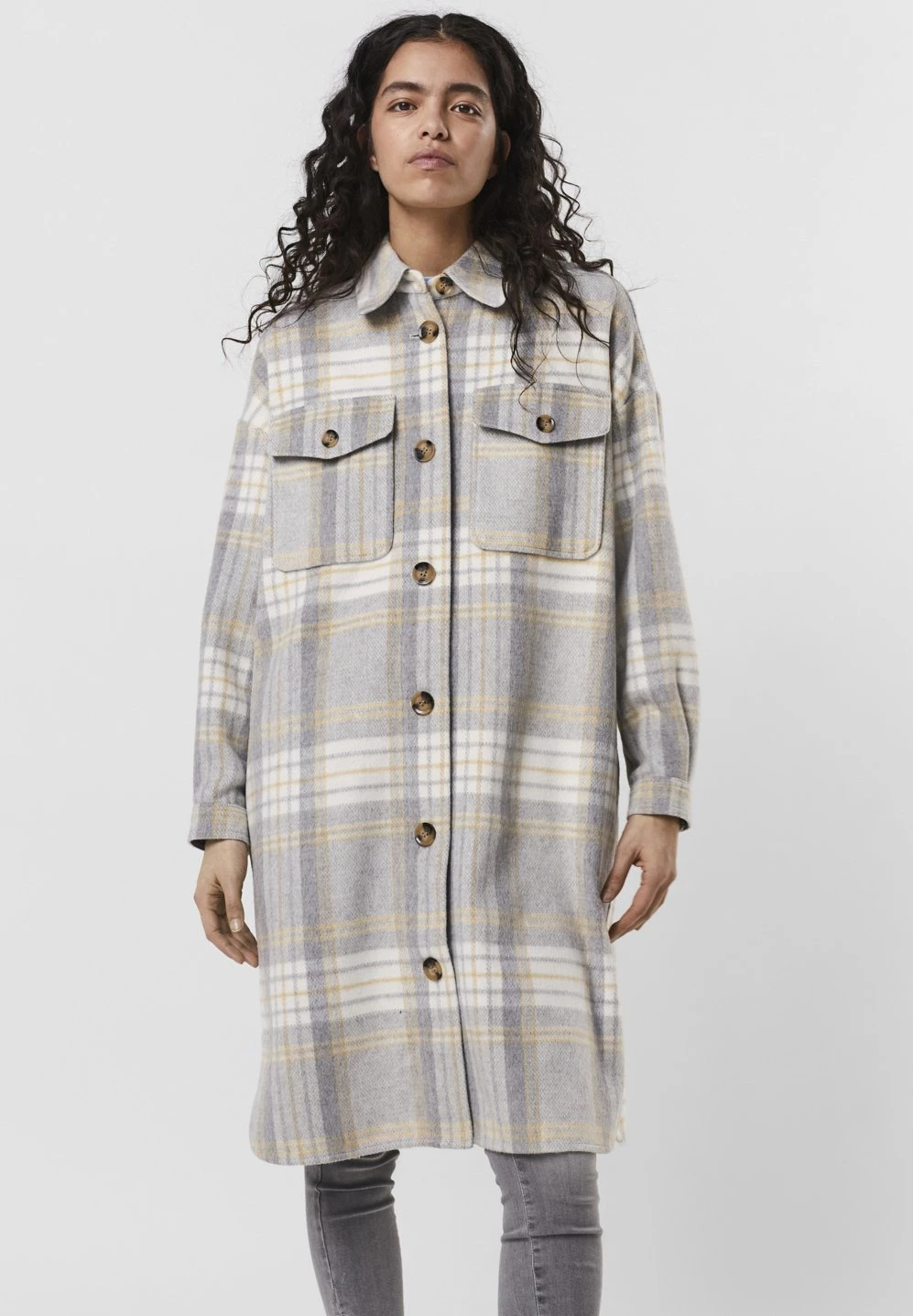 Vero Moda Vmnelly - Halflange Jas - Light Grey Melange 1 Vero Moda Vmnelly - Halflange Jas - Light Grey Melange