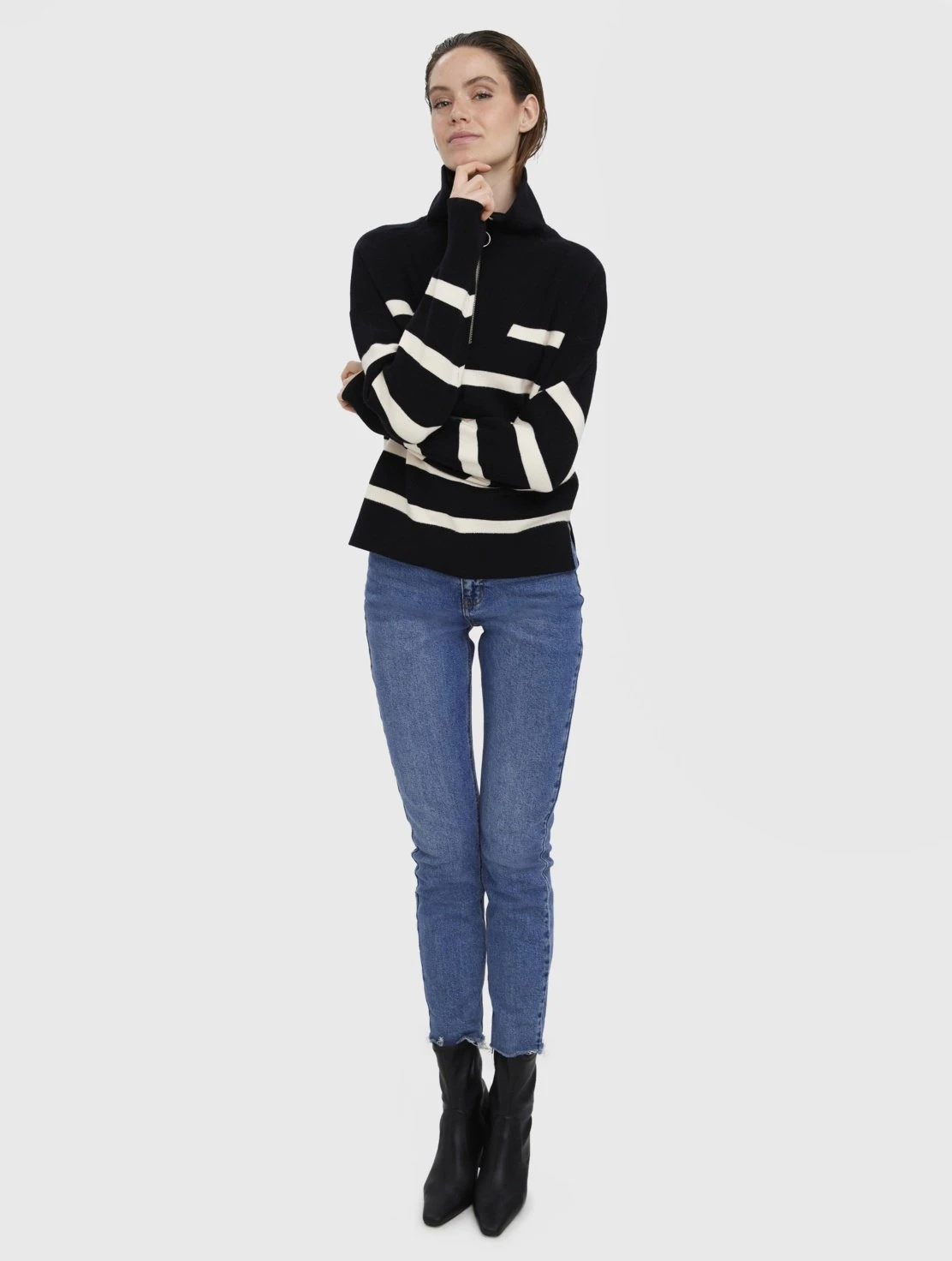 Vero Moda Saba Stripe Ls Highneck Ga Noos - Trui - Black Birchstripes 2 Vero Moda Saba Stripe Ls Highneck Ga Noos - Trui - Black Birchstripes - Afbeelding 2